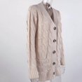 thumbnail image 4 of CHUANK Womens Boho Patchwork Cardigan Long Sleeve Open Front Knit Sweaters Coat Pockets Pink S, 4 of 4