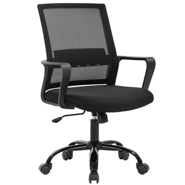 BestOffice Chaise de Bureau Pivotante à Roulettes, Exécutive, Soutien Lombaire, Tabouret Réglable, Noir