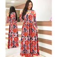 thumbnail image 1 of REDHOTYPE Grande Taille Femmes Manches Longues Poitrine Découpe Conception Longue Robe Florale Imprimé O Cou Taille Haute Stretch Boho Mode Élégante Longue Robe, 1 of 2
