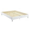 thumbnail image 1 of MUSEHOMEINC Solid Pine Wood Platform Rustic Bed Frame, Whitewashed, Queen, 1 of 10