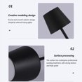 thumbnail image 3 of Lampe de Table Sans Fil, Lampe de Table Minimaliste Rechargeable LED Tactile pour Camping Café Restaurant, 3 of 8