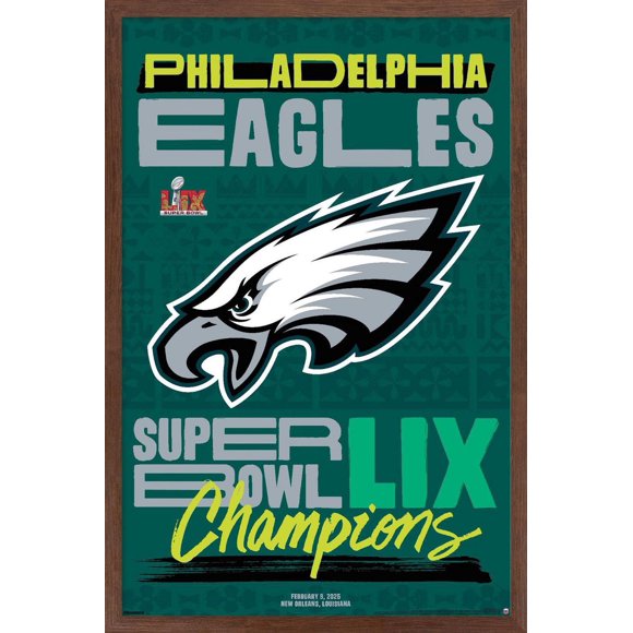 NFL Philadelphia Eagles - Super Bowl LIX Team Logo Wall Poster, 22.375" x 34" Framed