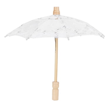 Verdant Touch Ombrelle en dentelle vintage pour mariage, photo, fête, costume - Blanc, multicolore, 60_x_180_cm