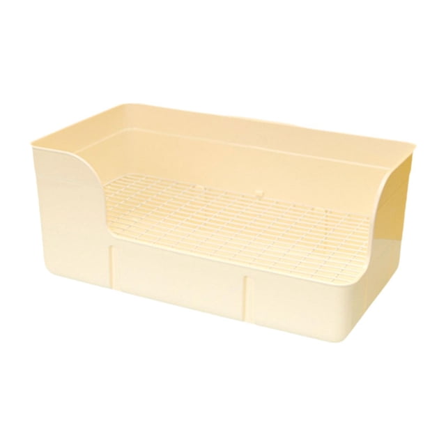 Bunblic Litter Box Potty Pee Pan Tray Corner Toilet Box Pet Toilet for Cat Small Animals Rats Cage Accessories Beige