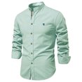 thumbnail image 1 of RXIRUCGD Chemise Blouse pour Homme, Mode Décontractée, Couleur Unie, Manches Longues, Col Rabattu, Vert, Taille : L, 1 of 2