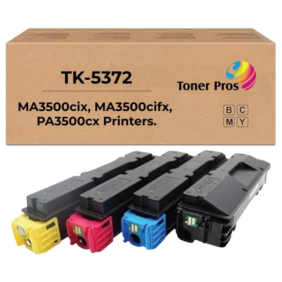 Toner Pros TK-5372 Toner Cartridge - Compatible for Kyocera ECOSYS MA3500cix / MA3500cifx / PA3500cx Color Printers, 4-Color Pack KCMY - Yield 7,000 Black & 5,000 Colors Pages