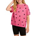 thumbnail image 1 of Ensemble d'Été pour Filles, Haut à Manches Courtes à Imprimé Floral + Short Uni, Tenue 2 Pcs Style Décontracté et Doux, 1 of 8
