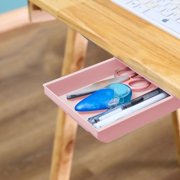 Meitianfacai Under Desk Drawer Self Adhesive Under Desk Organizer Office Under Desk Drawer Organizer Home Stationery Organizer 4 Colors Available, Pink