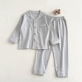 thumbnail image 2 of Ensembles de Pyjama pour Filles Ensemble de Pyjama pour Enfants Automne/hiver de Couleur Unie Décontracté Chaud Manches Longues Pantalon Long Tenue de Nuit Robe à Manches Longues, 2 of 4