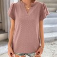 thumbnail image 3 of Birdeem Womens Spring and Summer Gold Lace Stitching V-Neck Solid Color Bottom T-Shirt Hollow Top, 3 of 8