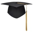thumbnail image 1 of Graduation Mortarboard - Master's Fitted Black Cap Gown Hat Academic - W4T4, 1 of 8