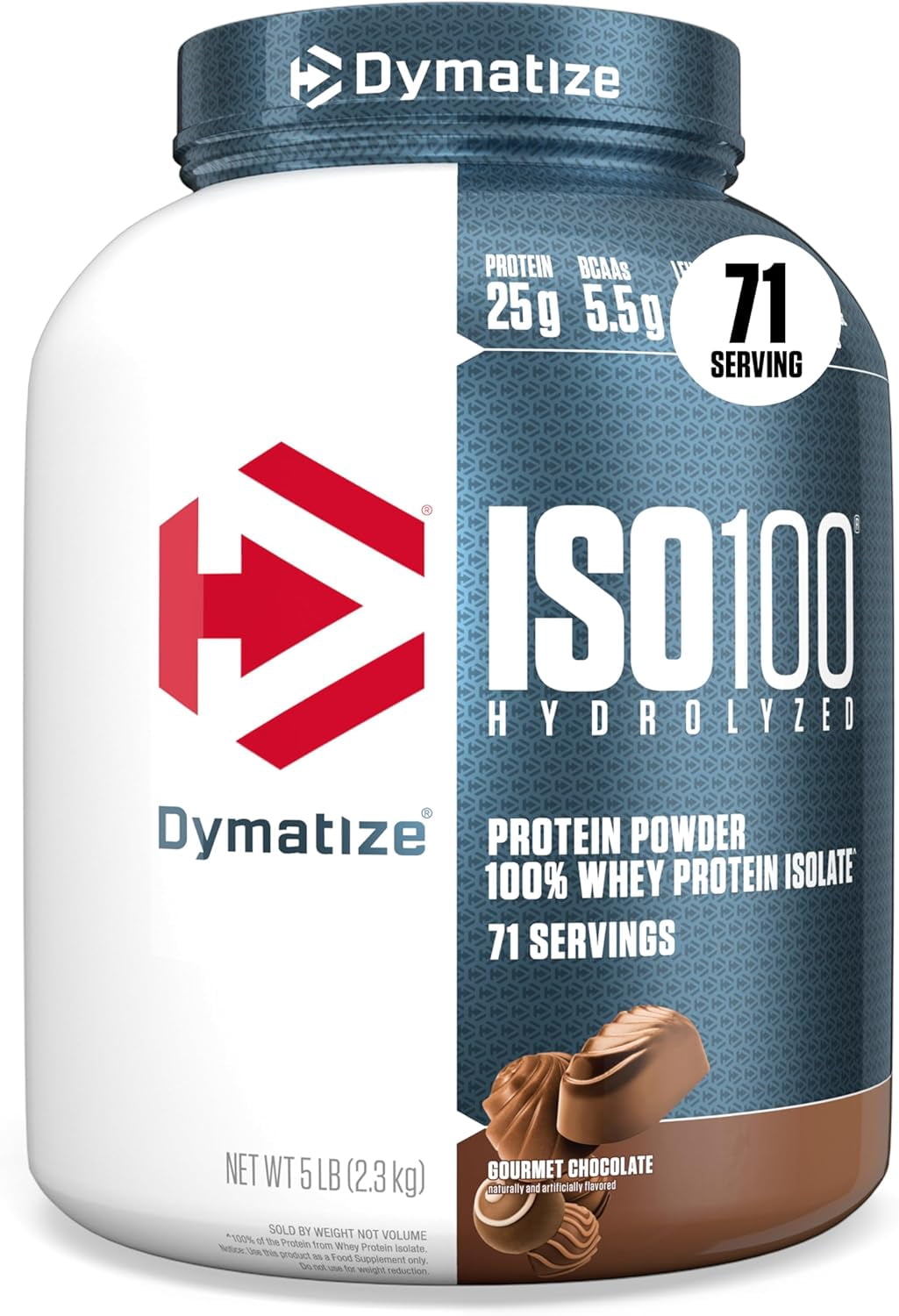 Dymatize IISO100 Hydrolyzed Protein , Gourmet Chocolate, 100% Whey Isolate Protein Powder (25g), Gluten Free, 71 Servings, 2.3 kg