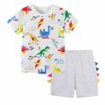 thumbnail image 2 of LSLJS Ensemble de Vêtements pour Bébé Garçon, T-shirt à Col Rond à Manches Courtes en Coton à Rayures, Mode à Imprimé Anglais, Short, 2 of 8