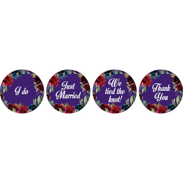 Darling Souvenir DIY Pack Of 190 Pcs Wedding Floral Border Stickers Chocolate Labels-Violet