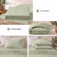 thumbnail image 4 of Comfy Bamboo World Series 4pc Microfiber Sheet Set, Queen Size Bedsheet, Sage Green, 4 of 6