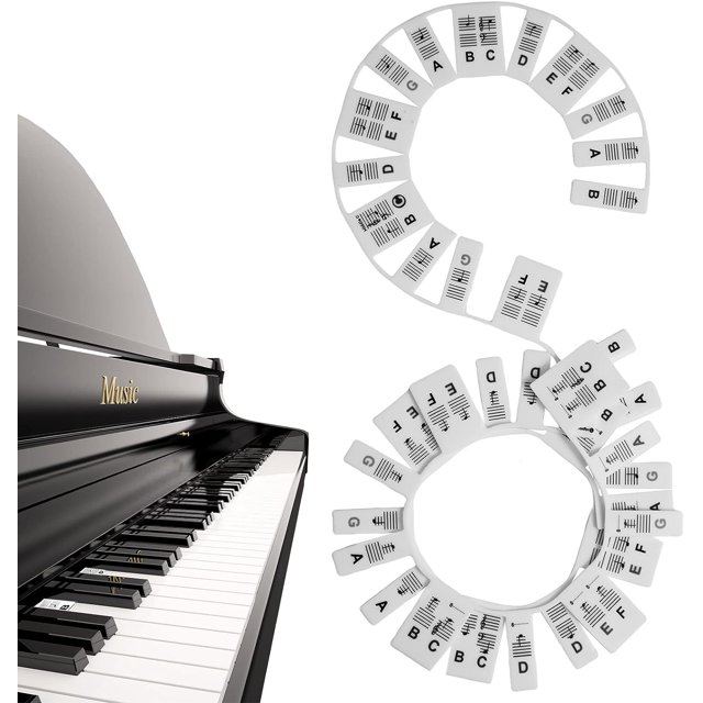 Beginner-Friendly, Reusable Silicone Notes for Easy Learning, Stand-Alone Rack, Perfect for Kids & Adults, Black 88-Key Removable Piano Sticker Set