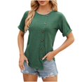 thumbnail image 3 of AherBiu T-Shirts à Manches Courtes pour Femmes Été Décontracté Ample Col Rond Haut Confortable T-Shirts Chemises Blouse de Tous les Jours, 3 of 6