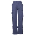 thumbnail image 3 of Pantalon Cargo Taille Haute Extensible pour Femmes, Ample, Multi-Poches, Coupe Décontractée, Jambe Grand, Mode Urbaine, Noir G, 3 of 6