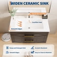 thumbnail image 3 of 30 inch Bathroom Vanity with Sink Combo, Floating Bathroom Vanity with Ceramic Basin, 2 Large Drawers with Gold Handle, Soft-Close Design, Easy Assembly, Black, 3 of 6
