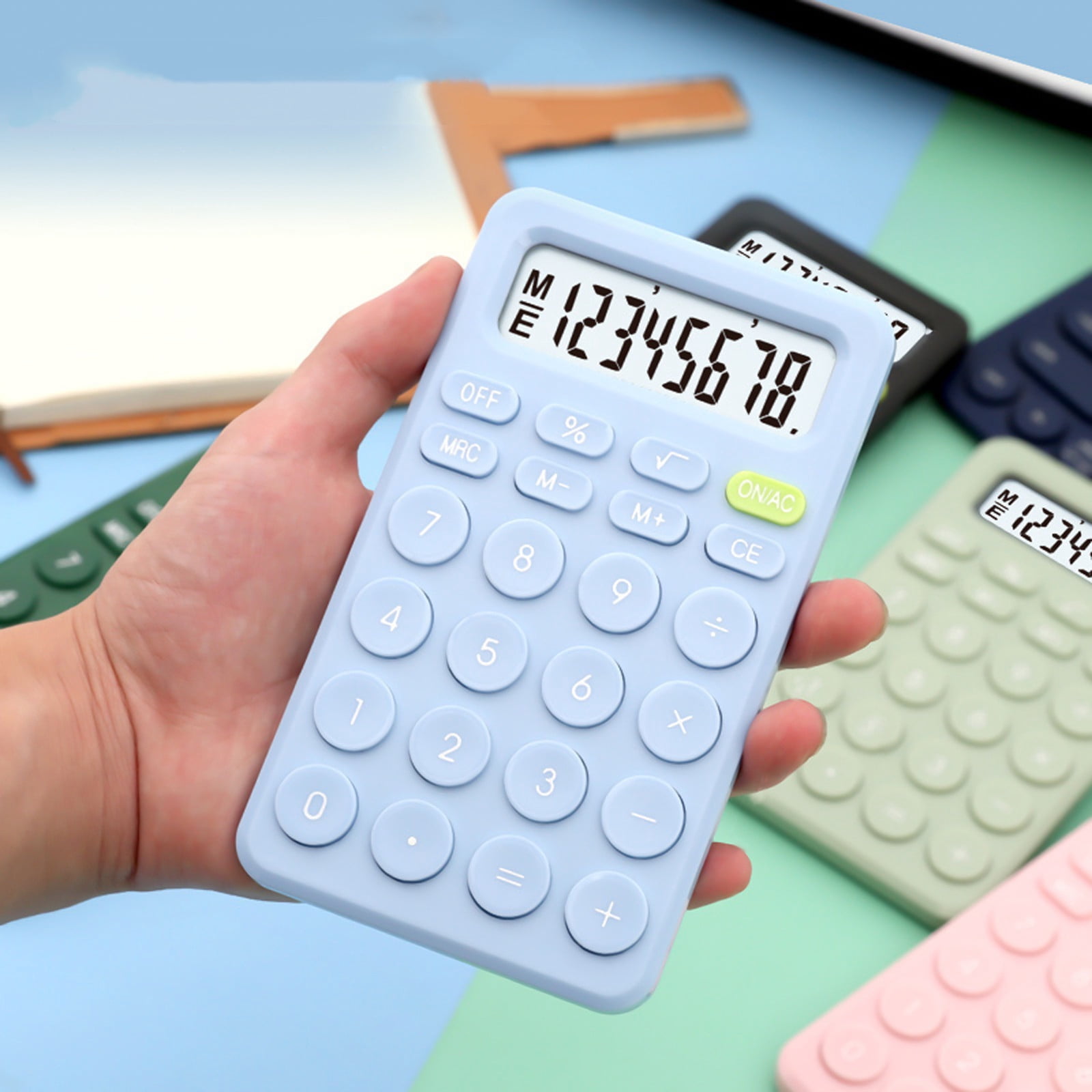 TIMIFIS Calculators Calculator Standard Calculator 8 Digit with Large Display & Round Button Candy Color Calculator Portable for Office Home School Apartment Essentials