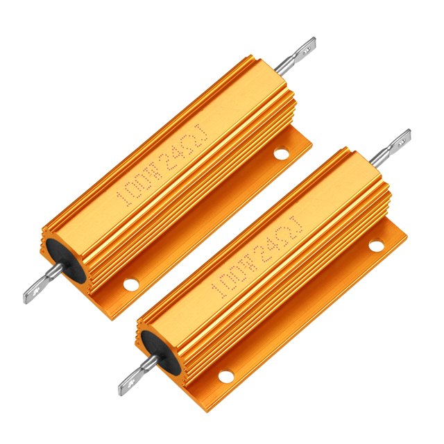 Unique Bargains Aluminum Case Resistor 100W 24Ohm Wirewound Yellow for LED Replacement Converter
