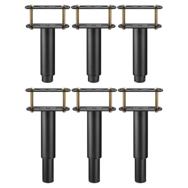 Unique Bargains 6 Sets Adjustable Height Bed Frame Support Legs Replacement Bed Center Slat Support Legs(130mm-240mm/5.1'-9.4') Black