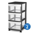 thumbnail image 1 of Sterilite 3 Drawer Black Medium Cart - 2 Pack, 1 of 7