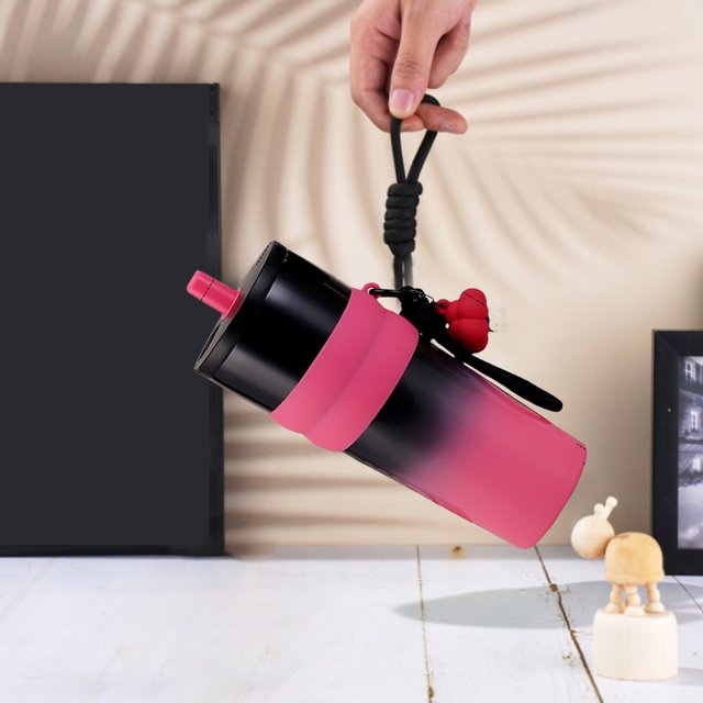 Suncoda Sippy Cup, Large Capacity Stainless Steel Gradient Color Insulation Cup Portable Rope Straw Cup Outdoor Accompanying Cup Sports Water Cup with Silicones Cup Cover