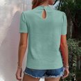 thumbnail image 4 of hotojiny Spring Tops for Women Solid Color Crew Neck Loose Blouse Lightweight Textured Puff Short Sleeve Back Keyhole Shirt Beach Vacation Clothes for Women, 4 of 7