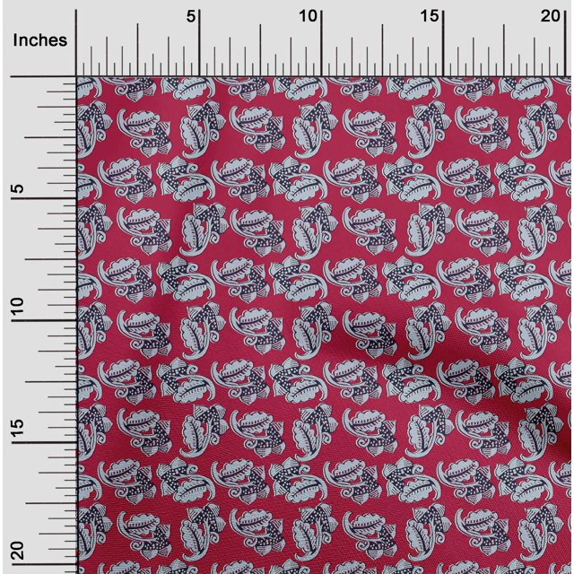 oneOone Cotton Flex Fabric Leaves & Floral Block Printed Craft Fabric BTY 40 Inch Wide