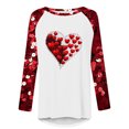 thumbnail image 4 of Penkiiy Hauts de Mode à Manches Longues pour Femmes, Col Rond Mignon, Blouse Tendance, Saint-Valentin 2025, Grande Taille, Imprimé Cœur d'Amour, 2TG Rouge, 4 of 5