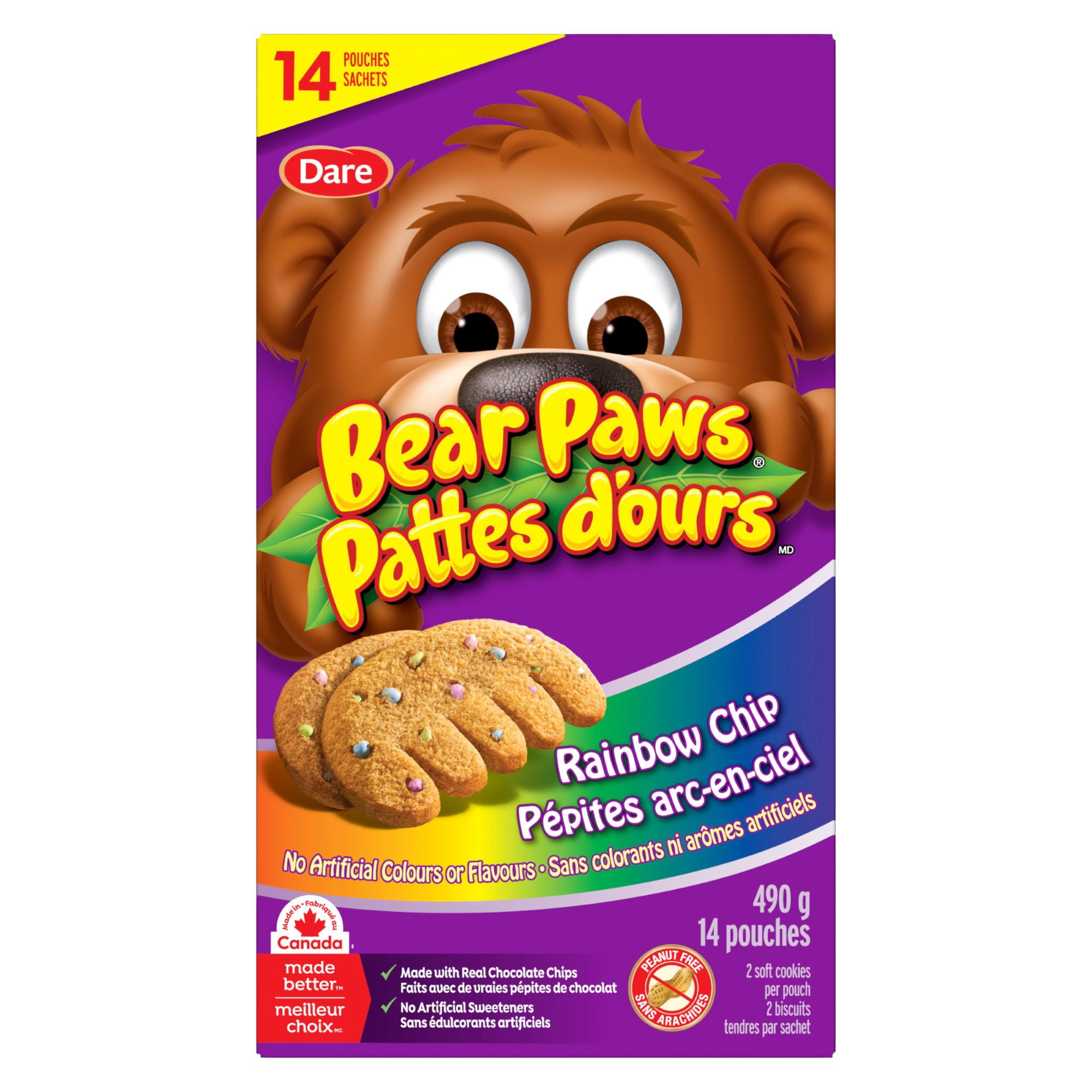 Dare Bear Paws Rainbow Chip Soft Cookies Family pack, 490g (14 pack)