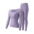 thumbnail image 1 of Women's Winter Crew Neck Tight Solid Color Thermal Underwear Set, 1 of 2