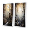 thumbnail image 3 of Designart "Forest Tree Monochrome Moonlit Forms II" Tree Monochrome Framed Wall Art Set Of 2 - Gold Floral Framed Canvas Set For Living Room Decor, 3 of 6