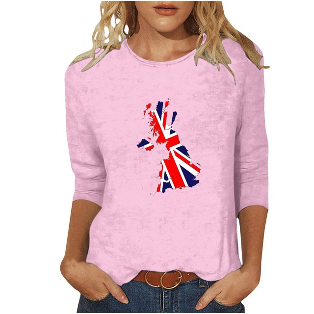 Chemises pour Femmes Blouses à Manches 3/4 pour Femmes Chemise à Imprimé Vintage Décontractée Blouse à Manches 3/4 à Col Rond Tunique Bohème, Blouses pour Femmes, Blouses pour Femmes