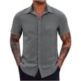 thumbnail image 4 of Birdeem Chemises pour Hommes Chemise Décontractée Unie à Manches Courtes Col Rabattu, 4 of 12