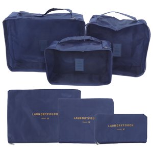 KAKOWELY Sacs de stockage 6pcs Sac d'emballage de voyage Space Saver Bags Cubes Système d'emballage de bagages durables Organisateurs Sac de rangement de vêtements avec sac de blanchisserie (bleu foncé)