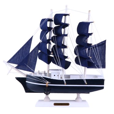Sailboat Model Ship Wooden Sailing Boat Nautical Decor Ornament Sail Decoration Wood Decorations Beach Vintage Home