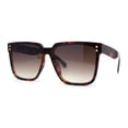 thumbnail image 1 of Womens Squared Horn Rim Inset Lens Oversized Rectangle Sunglasses Tortoise Brown, 1 of 4