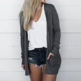 thumbnail image 1 of Jsaierl Cardigans pour Femmes Légers à Manches Longues d'Automne Cardigan Chic Décontracté Haut Tendance Uni Ouvert Kimono Cardigans avec Poches, 1 of 9