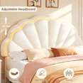 thumbnail image 3 of Homfa Full Size Bed Frame with LED Lights & Storage Drawers, Upholstered Platform Bed with Adjustable Petal Headboard, Off White Velvet, 3 of 7