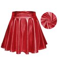 thumbnail image 2 of Shiny Flared Pleated Skirt, Solid Color Mini Polyester Fiber Metallic Glossy Skirt Fashionable  For Performance Black,Red,Golden,Purplish Red,Purple,Silver, 2 of 6