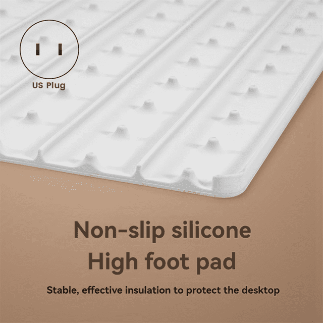 Foldable Flexible Silicone Household Table Hot Plate, 3-Speed Adjustable Temperature Food Heating Pad US Plug