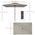 thumbnail image 3 of Outsunny Solar Patio Umbrella with LED and Tilt, Table Umbrella, Light Grey, 3 of 10
