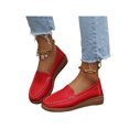 thumbnail image 1 of LUXUR Mocassins pour Femmes Confort Mocassins à Semelle Compensée Chaussure Décontractée Bout Rond Mocassin Marche Chaussures d'Infirmière Rouge 4.5, 1 of 9