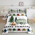 thumbnail image 1 of Erosebridal Happy Camping Bedding Twin Comforter Set, RV Camper Down Comforter, Cartoon Camp Decor, Reversible 2-Piece, 1 of 7