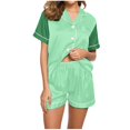 thumbnail image 1 of Yuyuzo Pajama Sets for Women 2 Piece Short Sleeve Button down Shirts Lounge Sets Color Block Soft Pj Sets, 1 of 5