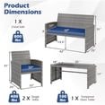 thumbnail image 3 of Costway 4PCS Patio Rattan Furniture Set Conversation Glass Table Top Sofa Cushioned Navy, 3 of 10