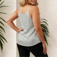 thumbnail image 3 of Plus Size Tank Tops for Women Loose Fit V-Neck Spaghetti Strap Sequin Ruched Waist Solid Top with Stretchy Lining, 3 of 7