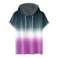 thumbnail image 1 of Besolor Mens Casual Hooded Tops Gradient Drawstring Short Sleeve Shirts Sports ness Pullover Summer Blouse, 1 of 4